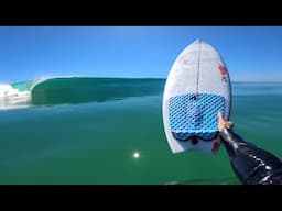 SURFING A SPICY NEW BOARD IN GLASSY WAVES! (RAW POV)