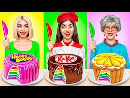 Me vs Grandma vs Chef Cooking Challenge! Cake Decorating Delicious Hacks by YUMMY JELLY