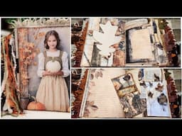 Giant Autumn Fall Junk Journal Flip Through Super decorated, Grungy, Chunky, Rustic, Cozy, Pumpkins