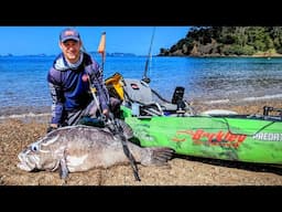 MASSIVE 44.2kg / 97lb Grouper (Bass) from a Kayak - It took two of us to pull it on board!