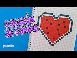 COMO DIBUJAR UN CORAZON DE SANDIA en PIXEL ART paso a paso - PIXELADOS