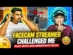 Facecam Streamer 🤩Challenged Me 😎 Play With 200 Sensitivity In Pc 💻 #freefire #gamingwithdino