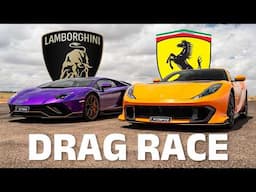 V12 Lamborghini v V12 Ferrari DRAG RACE! Aventador Ultimae vs 812 Competizione