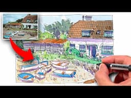 How To SIMPLIFY A Cottage Scene | Urban Sketching Tutorial For Beginners