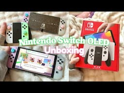 Unboxing 💌 Nintendo Switch Oled in 2025 🌸 cute accessories, playing animal crossing asmr