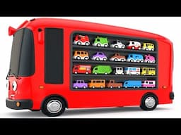 Colors for Children with Bus Transporter Toy Street Vehicles