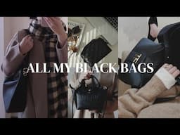 All My Black Bags!! | Black Handbag Collection | Coach, Longchamp, Bottega Veneta, Prada and More!