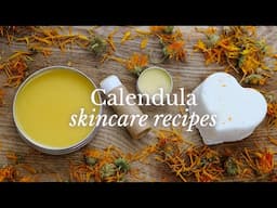 THREE Calendula Skincare Recipes Using Homemade Calendula Oil (salve, lip balm, and bath bombs)