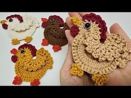 Crochet Easy Chicken Applique - Use Any Yarn - Lil Chickies 🐤