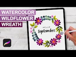 Watercolor Wildflower Wreath Procreate Tutorial 🌺