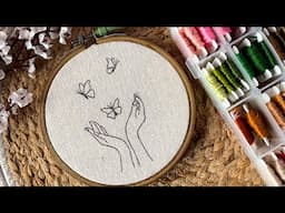 Cute butterfly embroidery hoop || Embroidery video || Embroidery for Beginners - Let’s Explore