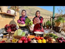 Rural Life in Iran: Cooking Stuffed Cabbage Rolls with Meat