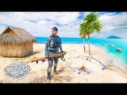 REMOTE Island Homemade SUSHI Spearfishing Challenge!! (HUGE SHARK)