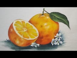 Como pintar laranja 🍊 Aula de pintura em tecido passo a passo.