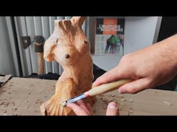 Making a wooden sculpture of a woman's bust with axe and gouges | Woodcarving ASMR experience