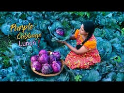 I made colourful stir-fry Noodles and Purple Soup for Lunch with Purple Cabbages! | Traditional Me