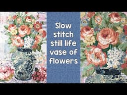 Slow stitch fabric collage still life vase of flowers | Roxy’s Journal of Stitchery #slowstitching