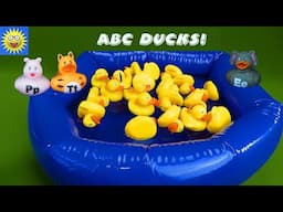 Go Fish for ABC's! Best Learning Videos for Kids Teaching Alphabet Letters with Duck Pond Bath Toys