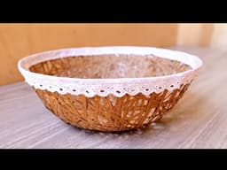 CARDBOARD BREAD BASKET | Aesthetic Basket Cardboard Strips | Cardboard Recycle | Arts & Crafts