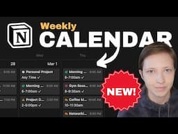 New! Notion Feature: Weekly Calendar for Task Planning! (Free Template)