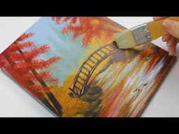 Easy Autumn Landscape 🍁 Autumn Acrylic Painting for Beginners