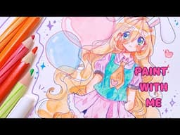 Drawing my oc Akemi 🐰/paint with me/watercolour process