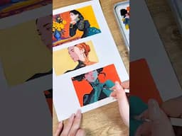 Painting gouache portraits with contrasting colors 🎨 #painting #art #gouachepainting