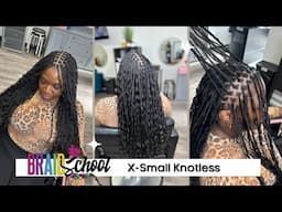 What are SMALL Braids Anyway? A complete tutorial on X-Small Human Boho Knotless | BraidSchool