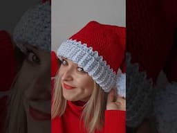 Crochet SANTA HAT tutorial on my channel Unique stitch designs #howtocrochet#fyp