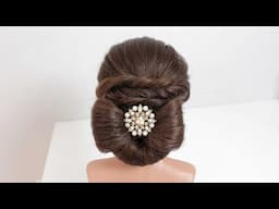 Easy hairstyle for long hair.  Low bun updo