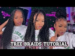 HOW TO :TREE BRAIDS TUTORIAL USING BULK HUMAN BOHO HAIR +HAIRSTYLES  FT.HOT BRAIDS