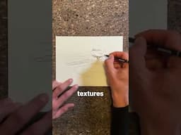 Landscape sketching process with a colored pencil