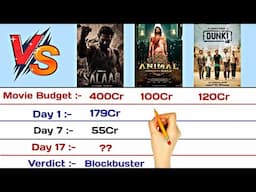 Salaar vs Animal vs Dunki Movie Box Office Collections Comparison 2024 | Day 17