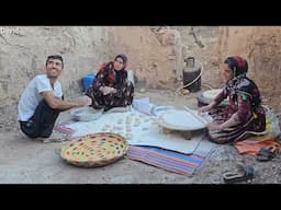 David's nomadic family life: Akram baking local bread with David