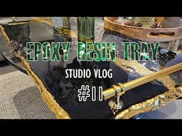 Studio VLOG #11 | HUGE Epoxy Resin Tray Black, Emerald & Gold Leaf Accents