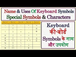 Name & Uses Of Keyboard Symbols | Computer Special Symbols & Characters | Computer Keyboard Symbols