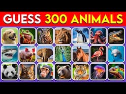 Guess 300 Animals in 3 Seconds 🐶🐯🐵 | EASY to IMPOSSIBLE