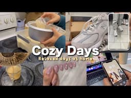 Relaxed Cozy Day at Home | cleaning 🧼, Nails 💅, Shopping 🛍️