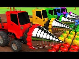 Harvesting Fruits with Drill Construction Vehicle Learn Colors for Kids Children