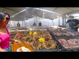 Street Food Festivals in Italy. Huge Grills of Steaks, Ribs, Loin & more Food