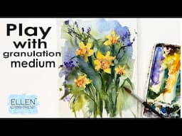 Watercolor daffodils with granulation medium