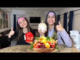 Deema teaches Sally to drink and eat healthy fruits