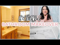 EXTREME BATHROOM MAKEOVER 2020 | Renovating our tiny rental bathroom on a budget! | Justine Marie