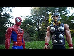 Avengers & Spiderman vs Thanos vs Dinosaurs + Venom, Thor, Green Goblin & Rhino Marvel Fight!