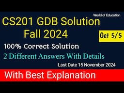 cs201 gdb solution fall 2024| cs201 gdb solution 2024 | cs201 gdb solution| world Of Education