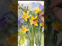 Watercolor techniques to paint daffodils  #watercolorpainting