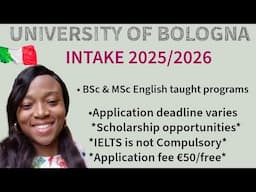 UNIVERSITY OF BOLOGNA🇮🇹|INTAKE 2025|ENGLISH TAUGHT COURSES|STUDY IN ITALY🇮🇹