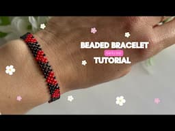 beaded heart bracelet tutorial, diy beaded bracelet, beginner friendly