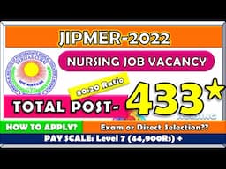 Permanent JIPMER nursing job vacancy 2022 || Latest JIPMER nursing officer Vacancy 2022