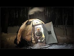 Pop-Up Hot Tent Camping In Lake Effect Snow